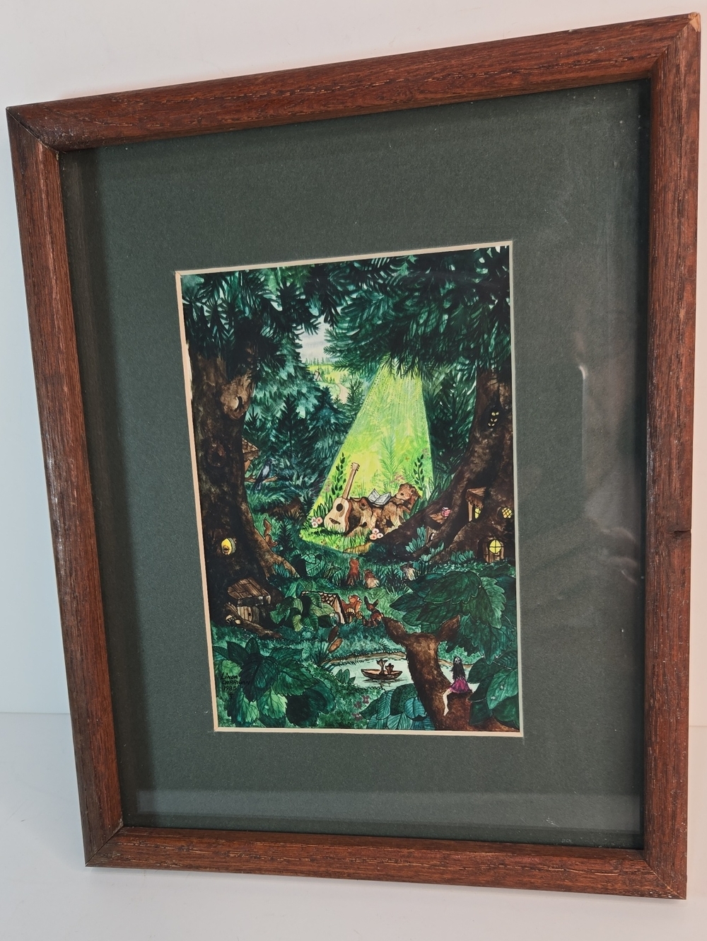 Watercolor Framed Enchanted Forest Woodland Fairy Music Wall Art Linda Carrigan